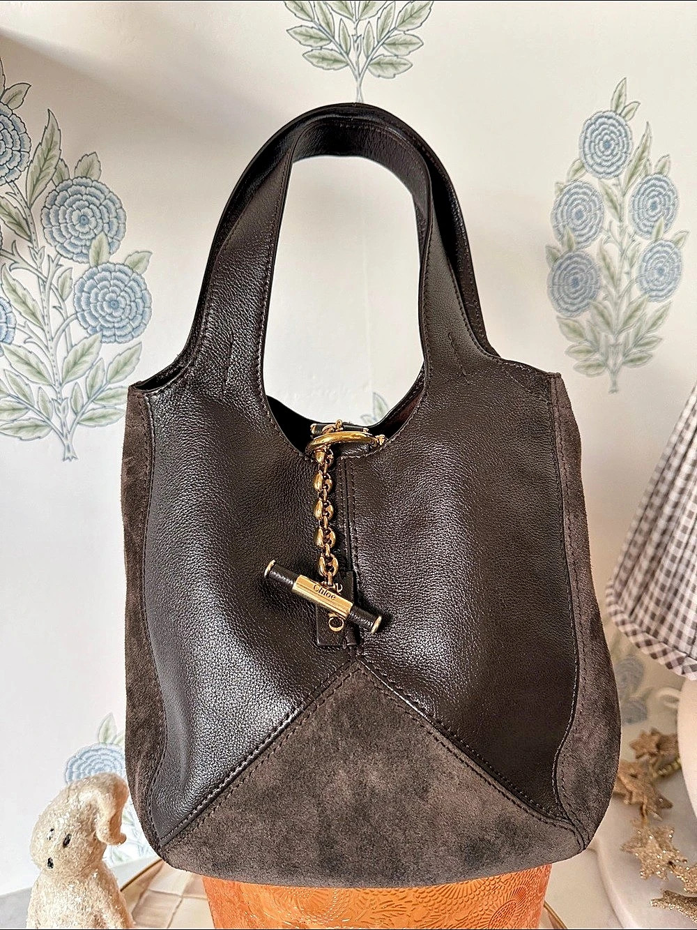 Chloé Small Balloon Patchwork Hobo Bag Brown Shoulder Bag Gold-Tone Hardware